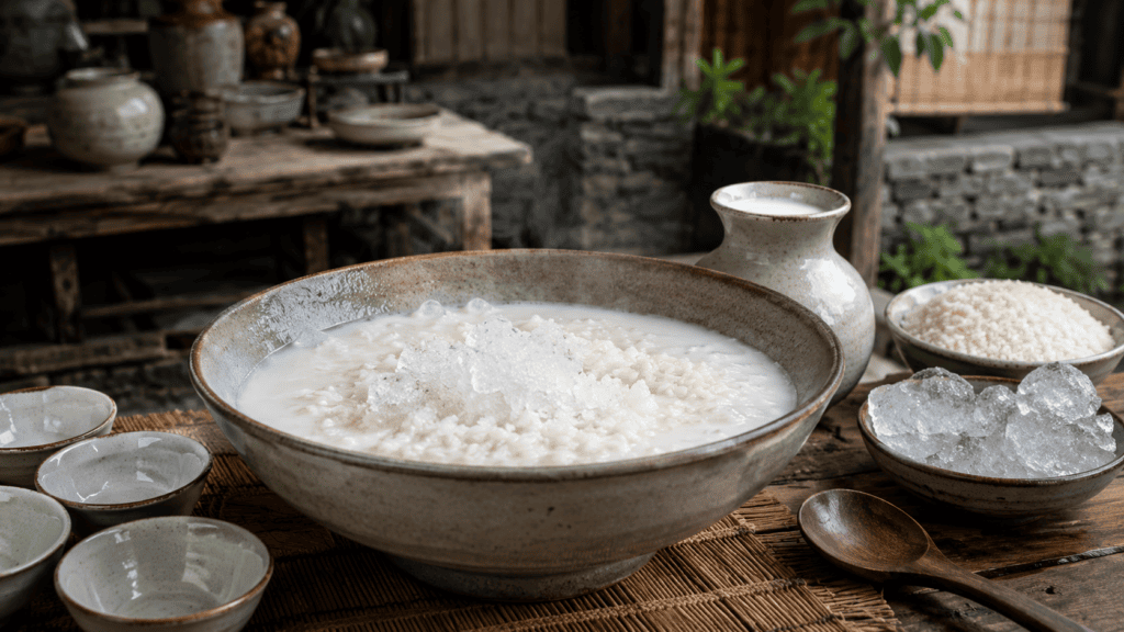 Древняя китайская молочная смесь со льдом и рисом