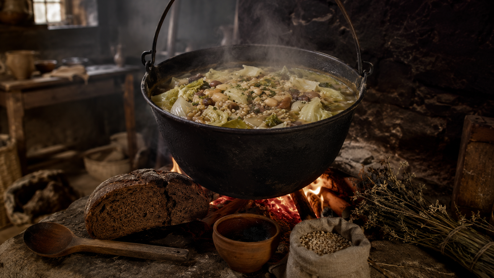 Крестьянская похлёбка pottage с овощами и крупой