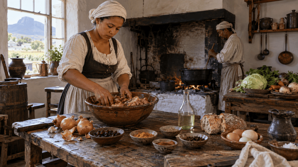 Пряности, мясо и овощи на исторической кухне Капской области