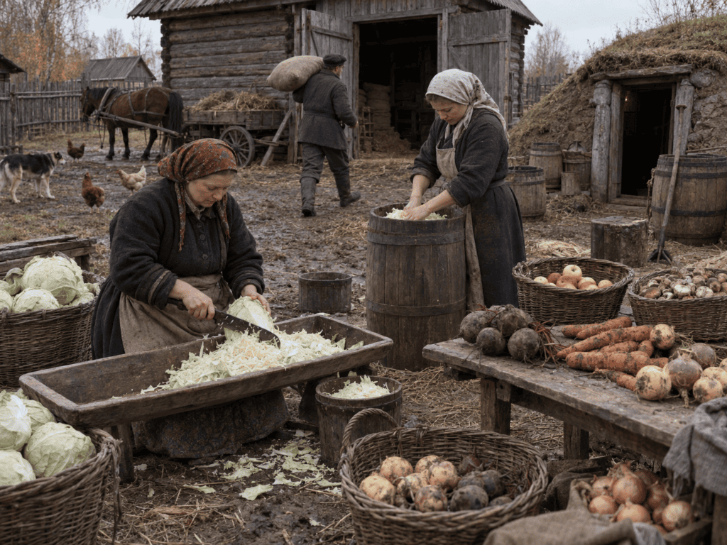 осенние заготовки продуктов в русской деревне XIX века